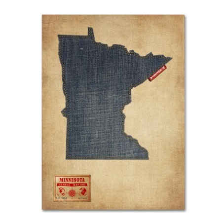 Michael Tompsett 'Minnesota Map Denim Jeans Style' Canvas,14x19